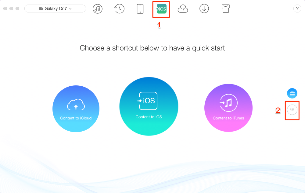 How to Transfer Pictures from LG to iPhone in One Click – Step 1