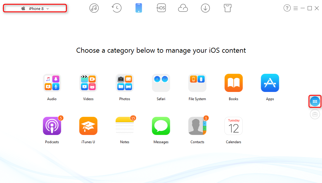 How to Transfer Playlist from iPhone 8 (Plus)/X to iTunes - Step 1