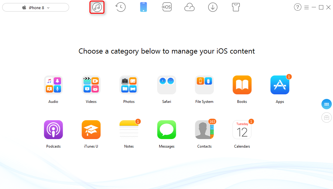 How to Transfer Playlists from iTunes to iPhone 8 (Plus)/X with AnyTrans - Step 1