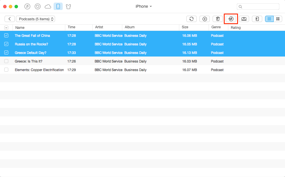 How to transfers Podcast from iPhone to iTunes – Step 3