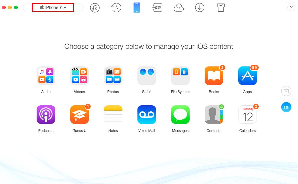 How to Transfer Ringtones from iPhone 7 to Computer - Step 1