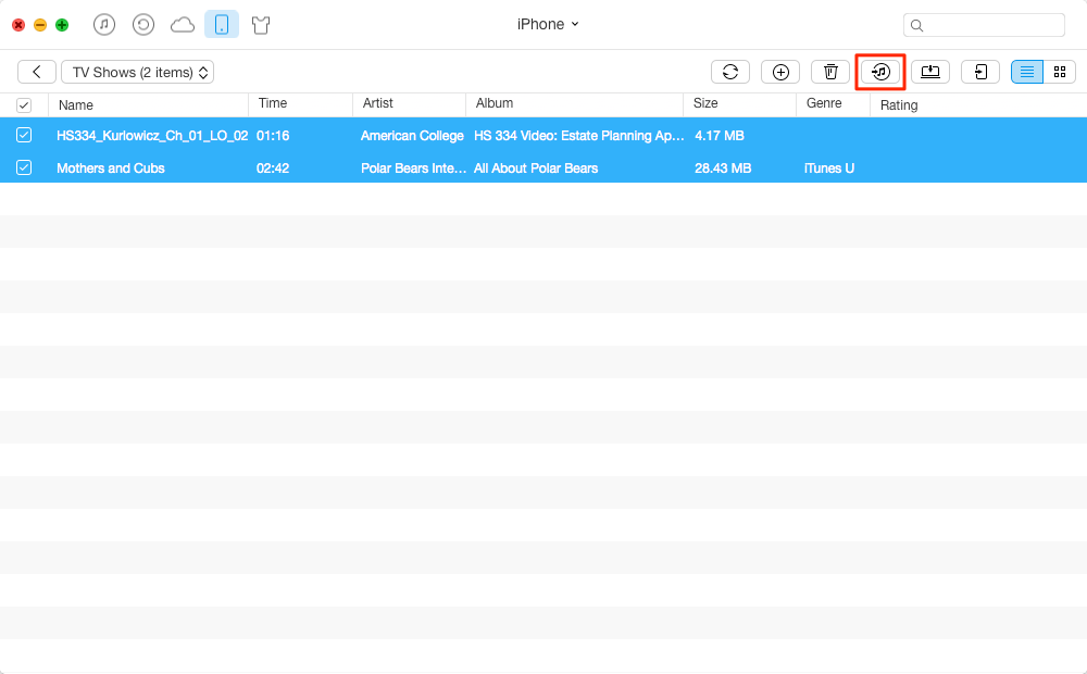 How to Transfer TV Shows from iPhone to iTunes – Step 3