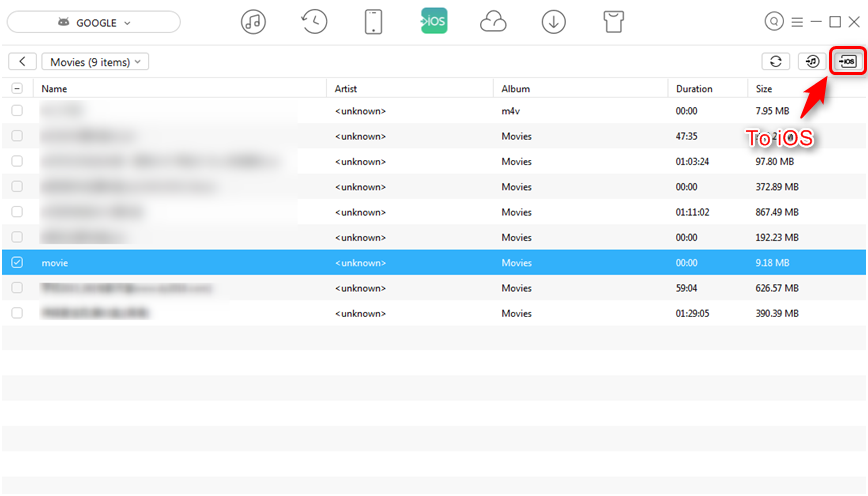 How to Send Videos from Android to iPad in 1 Click - Step 4