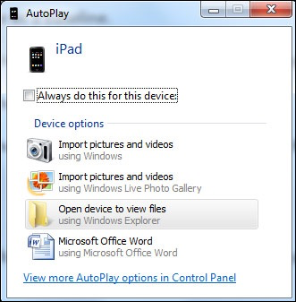 Transfer Videos from iPad to Laptop with AutoPlay