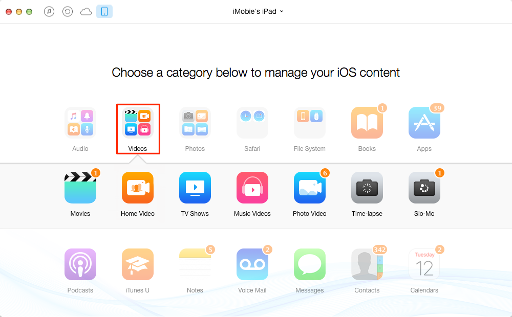 How to Transfer Videos from iPad to Mac or PC – Step 2