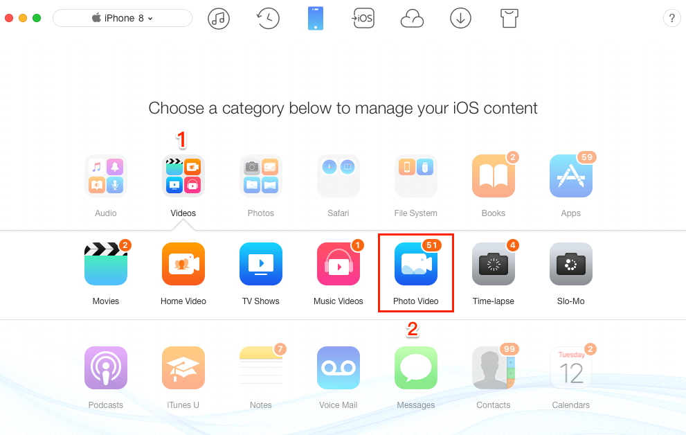 How to Sync Music from iTunes to iPhone 8 (Plus)/iPhone X without Data Loss – Step 2