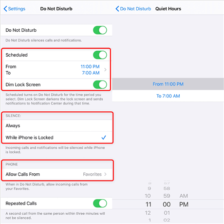 iphone sleep mode settings