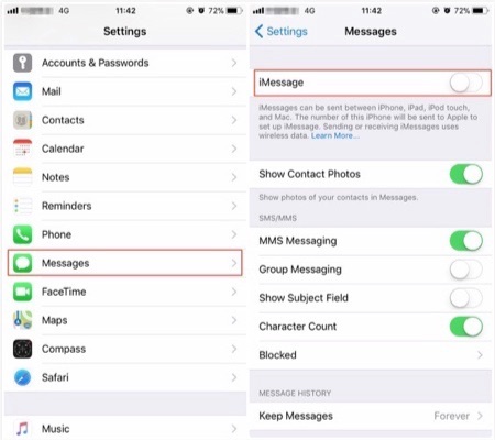 how to turn off imessage on iphone 5 for one contact