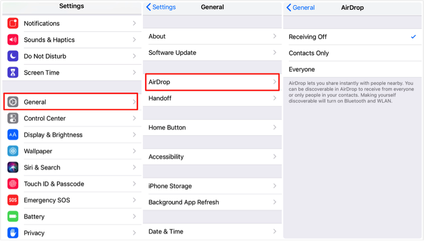 How to Turn on/off AirDrop in iOS 12 on iPhone 6/7/8/X – Settings