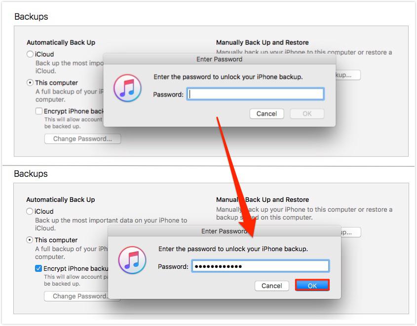 Uncheck iDevice Encrypt Backup Option in iTunes - Step 4
