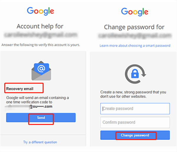 Recover Google Account Password by Sending Recovery Email