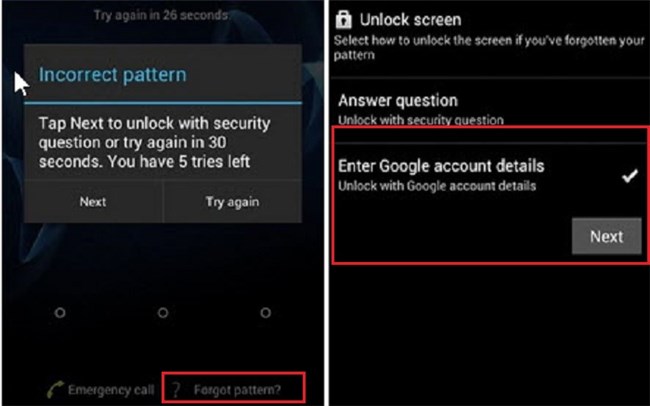 Unlock Android Tablet via Google Account