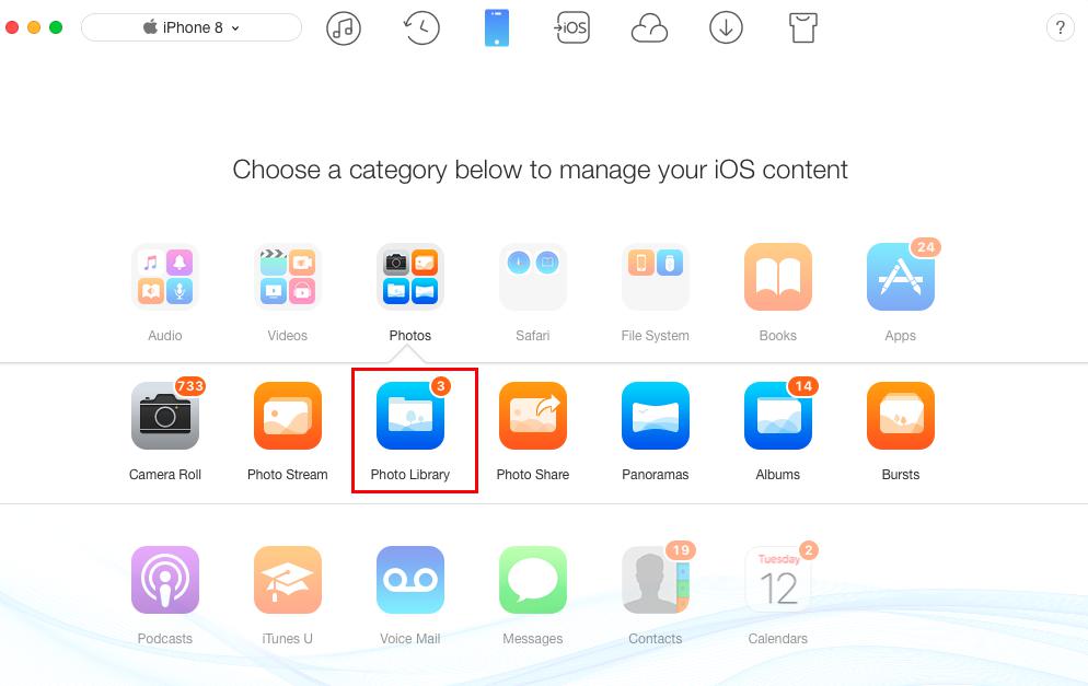 How to Upload Photos from iPhone 8/X to iCloud with AnyTrans - Step 2