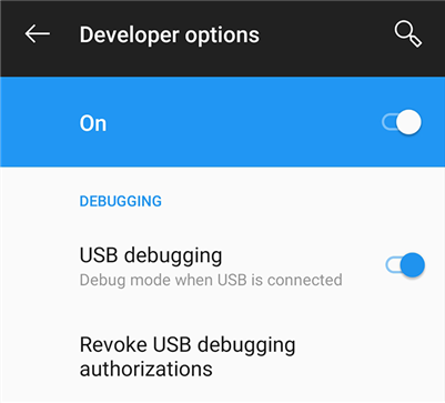 Turn on the USB debugging option on your device