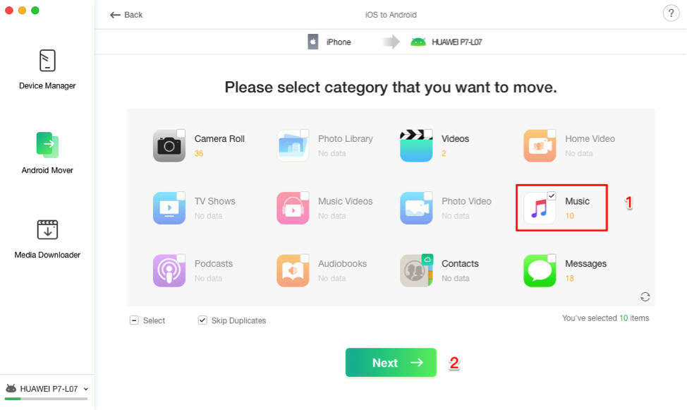 How to Transfer Music from iPhone to Android - Step 3
