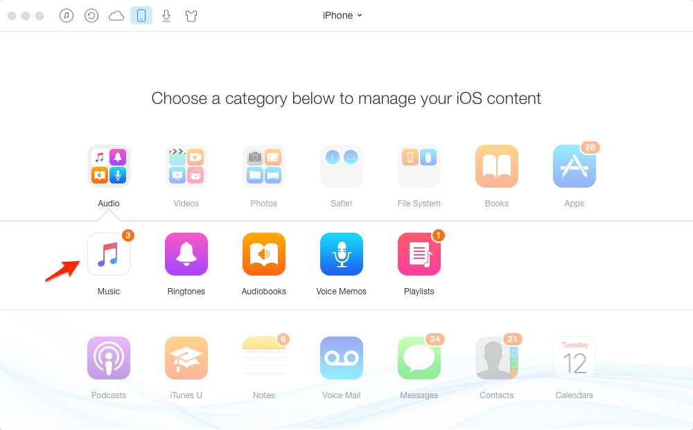 How to Manage iPhone Music with AnyTrans – Step 2