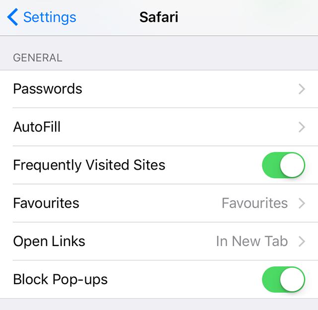 Access the passwords section in Safari for iPhone