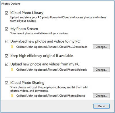 Enable iCloud Photos on Windows PC