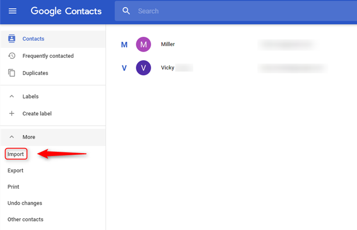 Import Contacts to Google