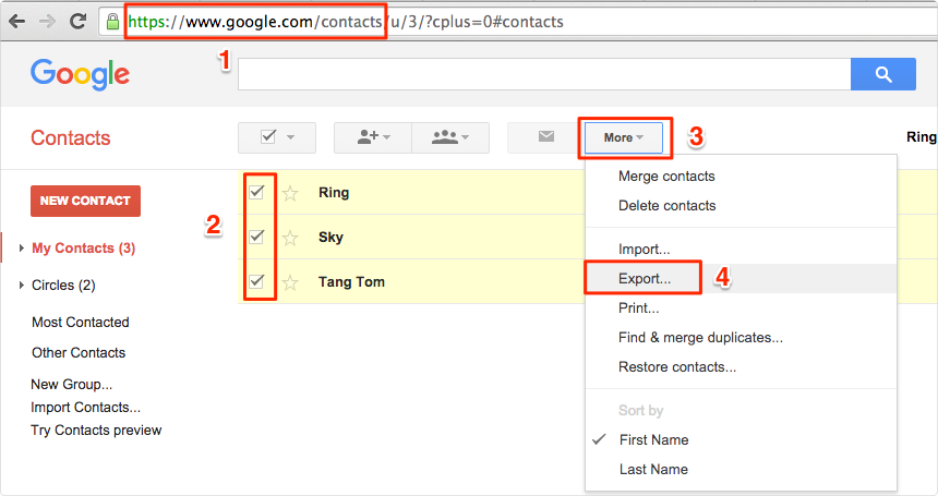 Download Specific Contacts from Google to Computer