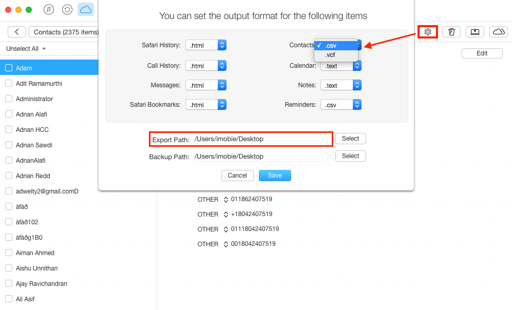 How to Export iCloud Contacts to Outlook with AnyTrans – Step 3