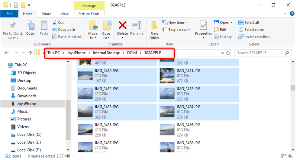 Upload Photos to Laptop with File Explorer