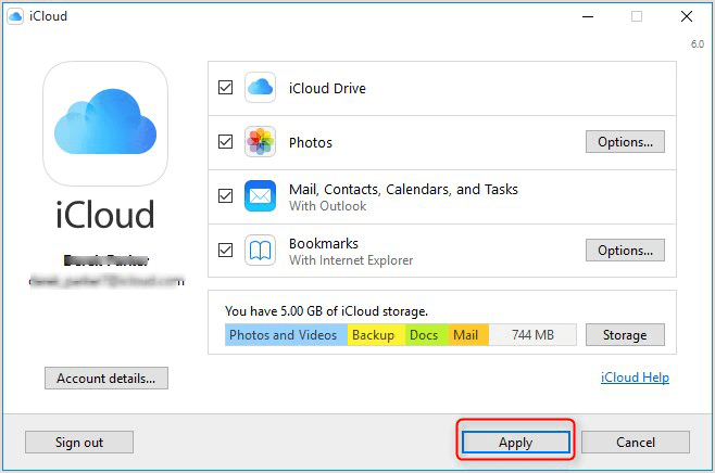 Import Outlook Contacts into iCloud via iCloud Control Panel