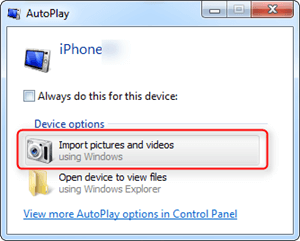 Import iPhone Photos to Windows 7