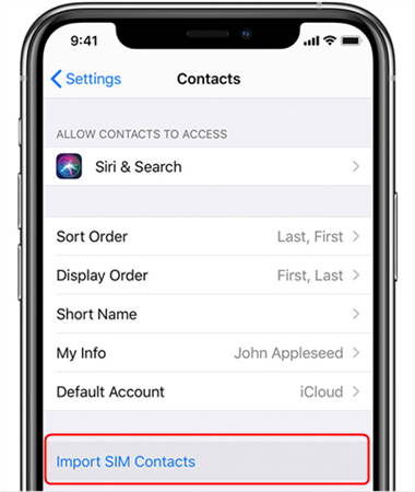 Tap on Import SIM Contacts