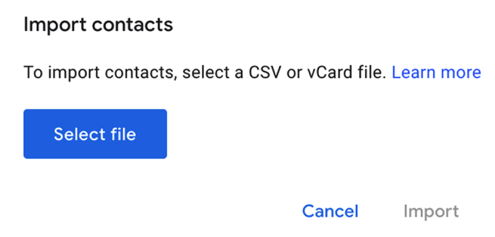 Import the vCard File into Google Contacts