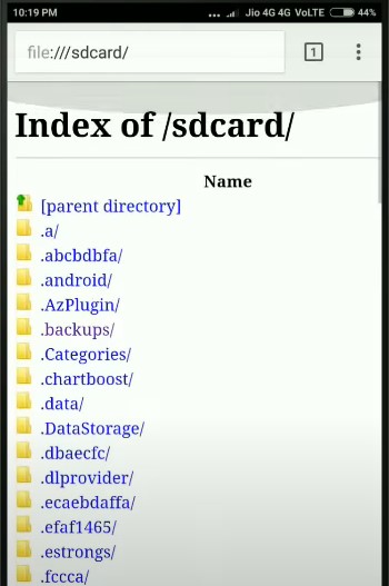 View the Index of SD Card Files