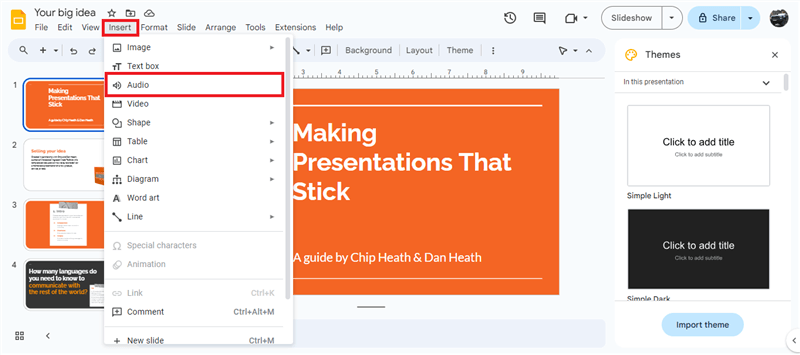 Insert Audio to Google Slides