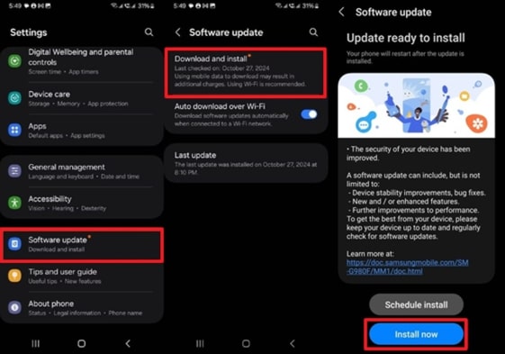 Install Now in Software Update