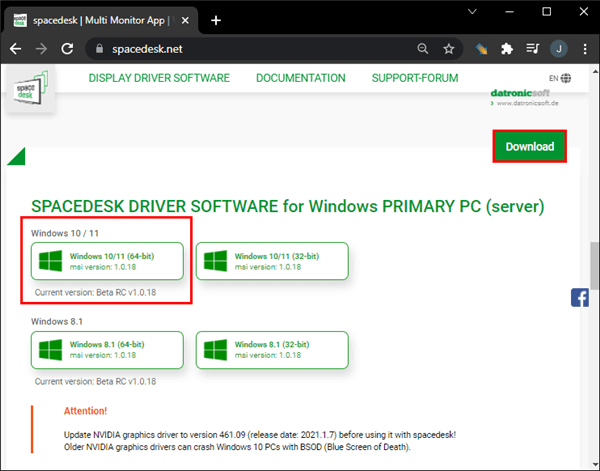 Install Spacedesk Driver on Windows