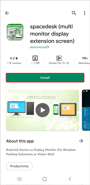Install Spacedesk on Phone
