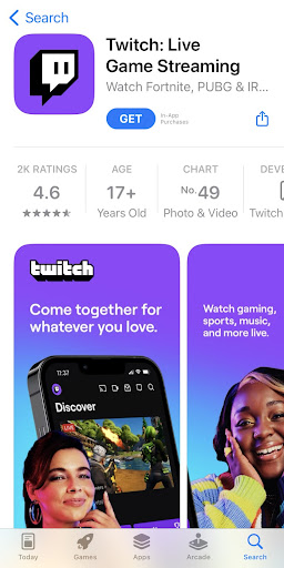 Install the Twitch App from the AppPlay Store