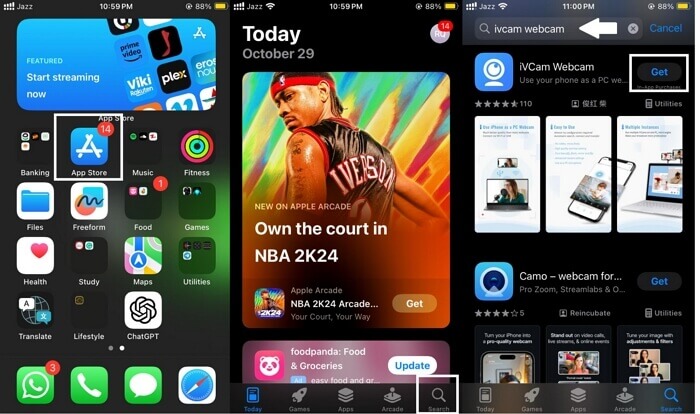 Installing iVCam on the iPhone