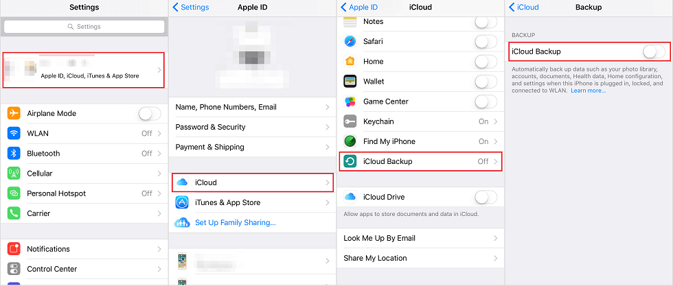 Enable iCloud Backup on iOS 10.2 or Later Device