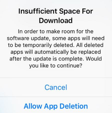 iOS Update Problem - Insufficient Space For Download