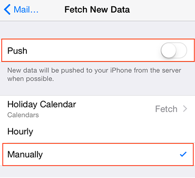 Check Email Manually to Save Energy on iPhone iPad