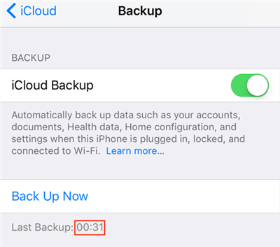 Check Last iCloud Backup on iPhone