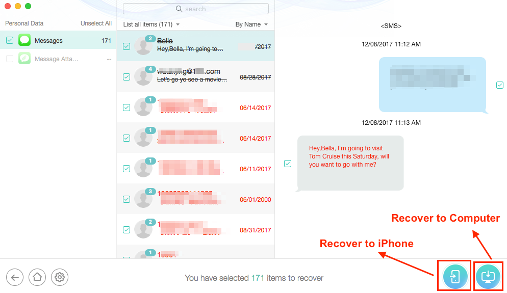 Retrieve Deleted Text Messages from iPhone without Backup - Step 3