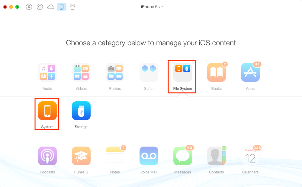 How to View iPhone File System on Computer with AnyTrans – Step 3