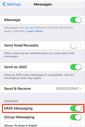 Enable MMS Messaging