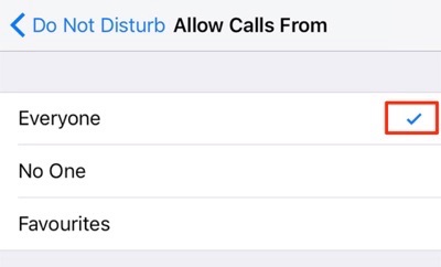 Fix iPhone Not Showing Missed Calls – Change DND to Allow Calls from Everyone