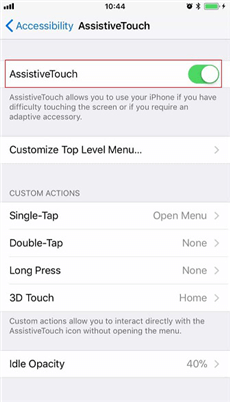 Turn on Assistive Touch