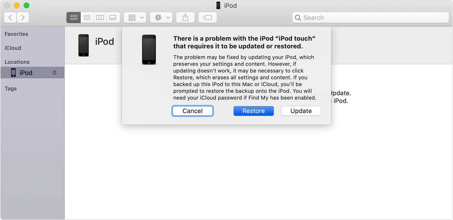 Restore iPod via iTunes