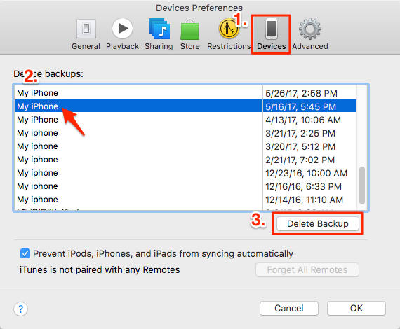 Fix iTunes Corrupt or Not Compatible – Delete Corrupt or Compatible Backup