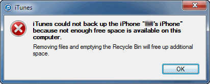 ios data recovery disk space not enough