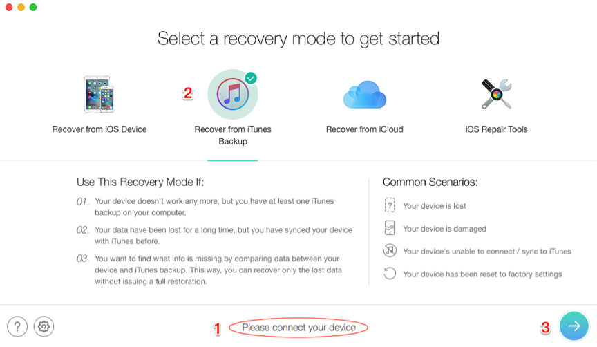 How to Restore iPhone from iTunes Backup without Data Erasing – Step 2